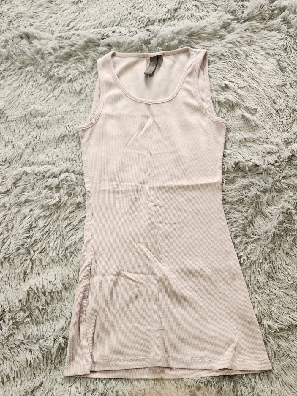 Sweaty Betty Off White Ribbed Scoopneck Tank Top